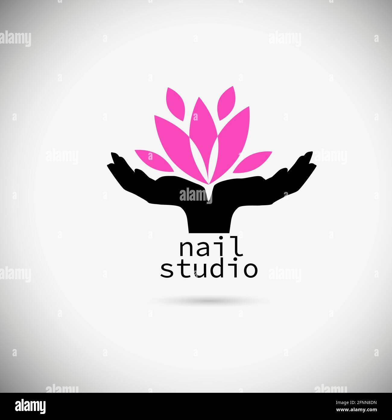 Logo Maniküre Studio. Lotusblume. Vektorgrafik Stock Vektor