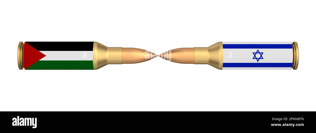 Beziehungen zwischen Israel und Palästina. 3D-Illustration Stockfoto