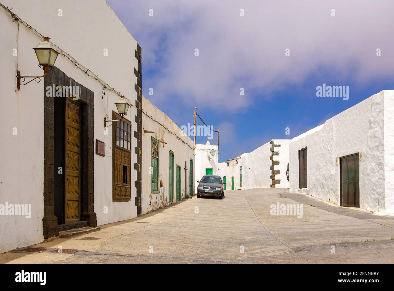 Reiseeindrücke aus Teguise, der ehemaligen Hauptstadt im Norden der Kanarischen Insel Lanzarote. Stockfoto