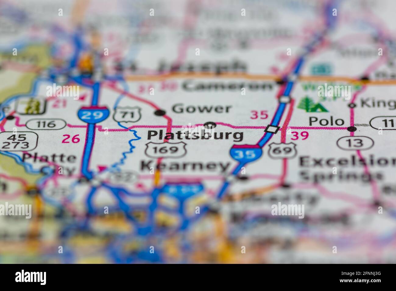 Plattsburg Missouri USA auf einer geografischen Karte oder Straße angezeigt Karte Stockfoto