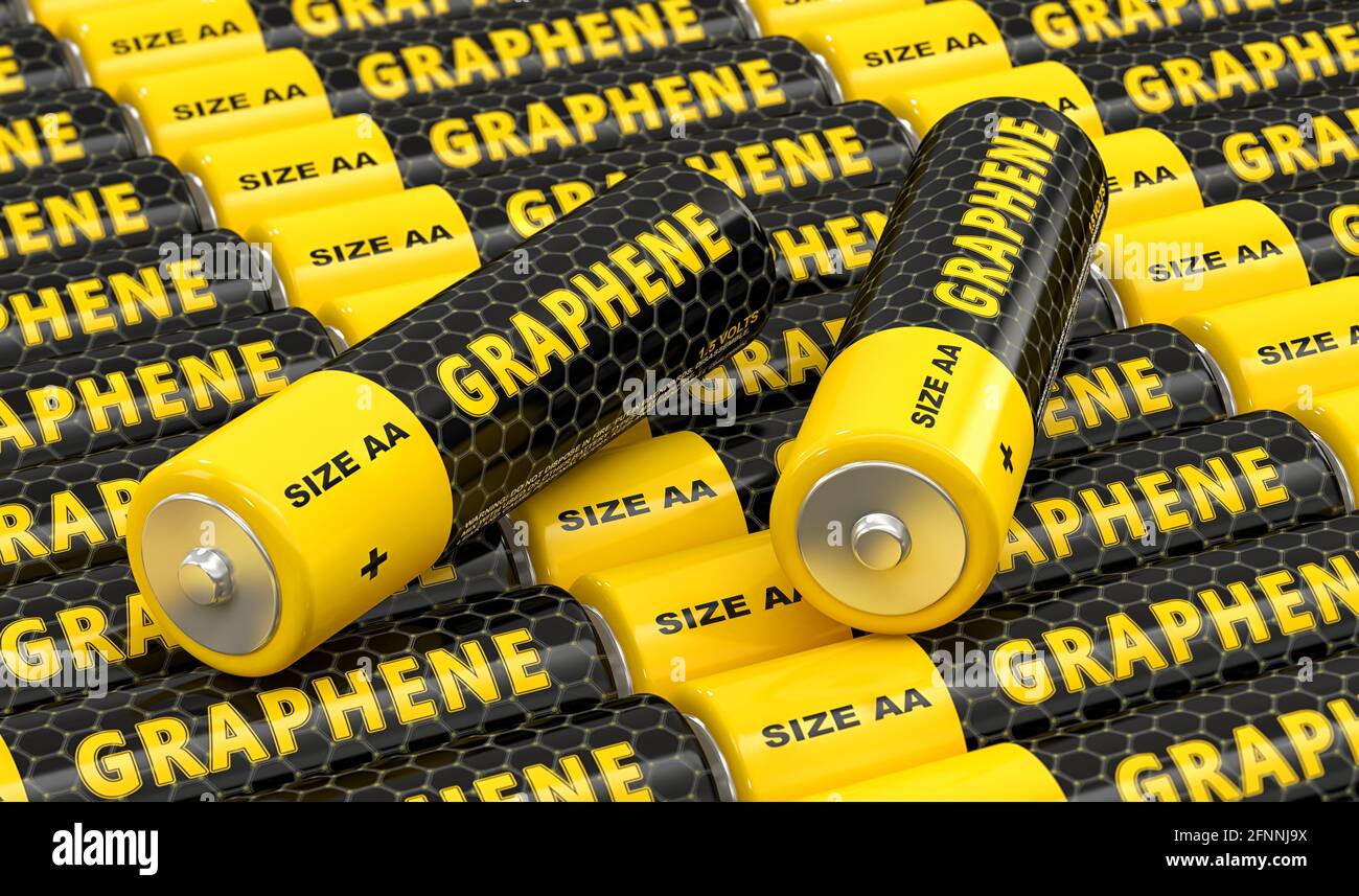Generische Graphenbatterien. 3D-Rendering Stockfoto