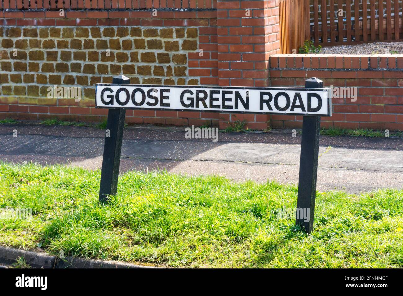 Schild zur Goose Green Road in Snettisham, Norfolk. Stockfoto