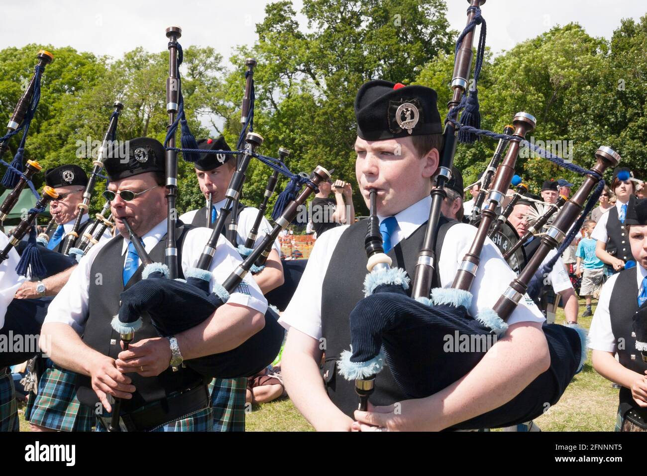 Pipers of the Helensburgh Pipe Band, Helensburgh and Lomond Highland Games, Argyll, Schottland Stockfoto