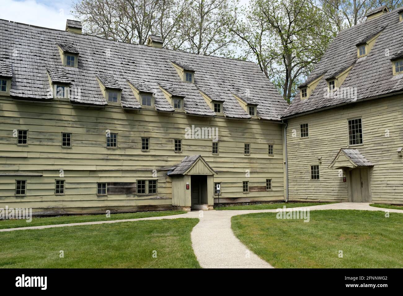 Tagungshaus und Residenz im Ephrata Cloister, Lancaster County, Pennsylvania Stockfoto