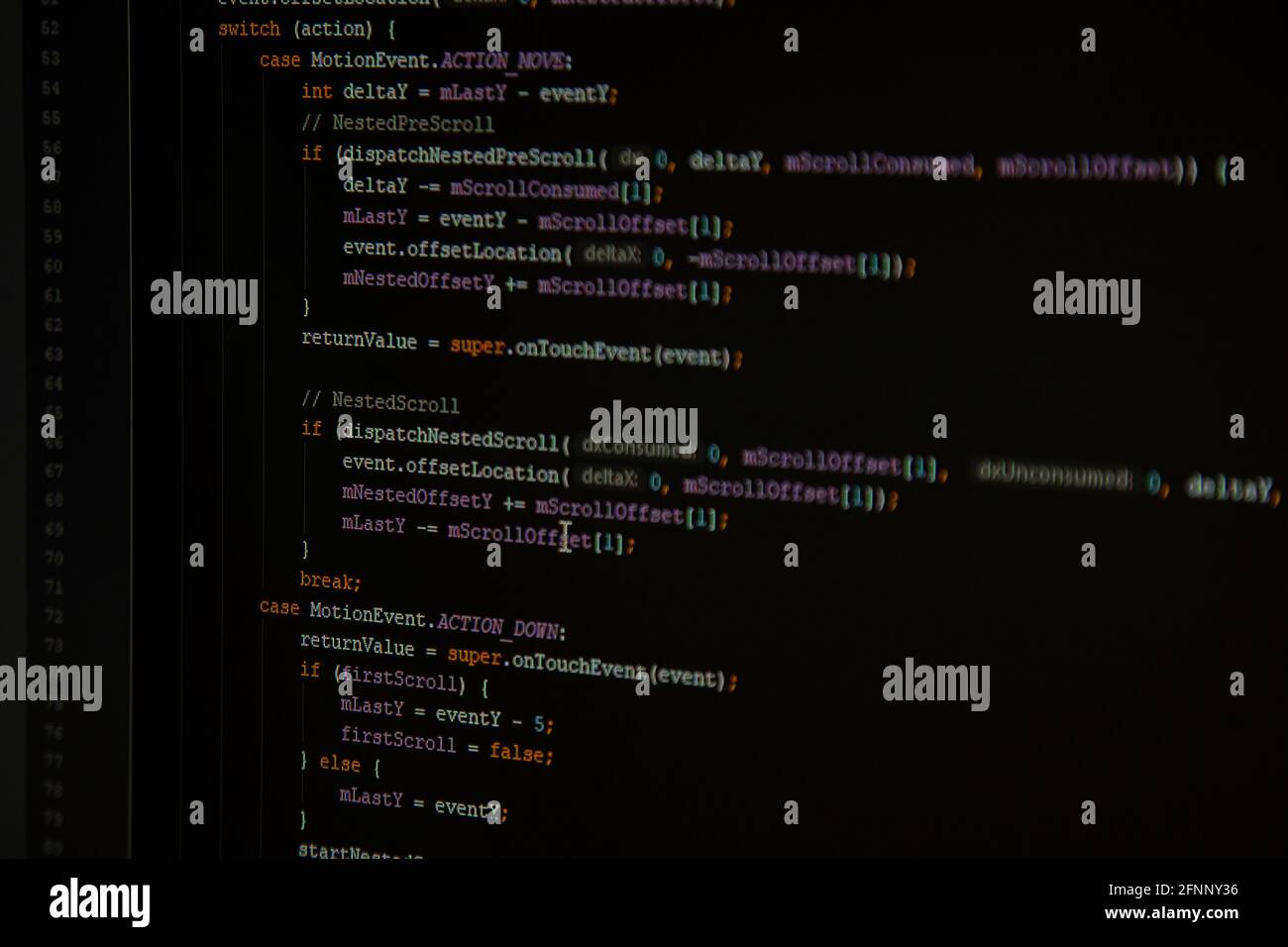 Programmieren des Java Android-Quellcodes auf dem Bildschirm Stockfoto