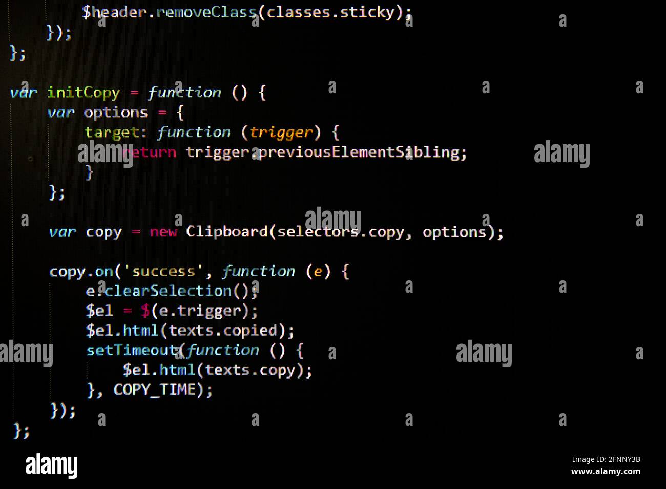 Programmieren des sql php-Quellcodes auf dem Bildschirm Stockfoto