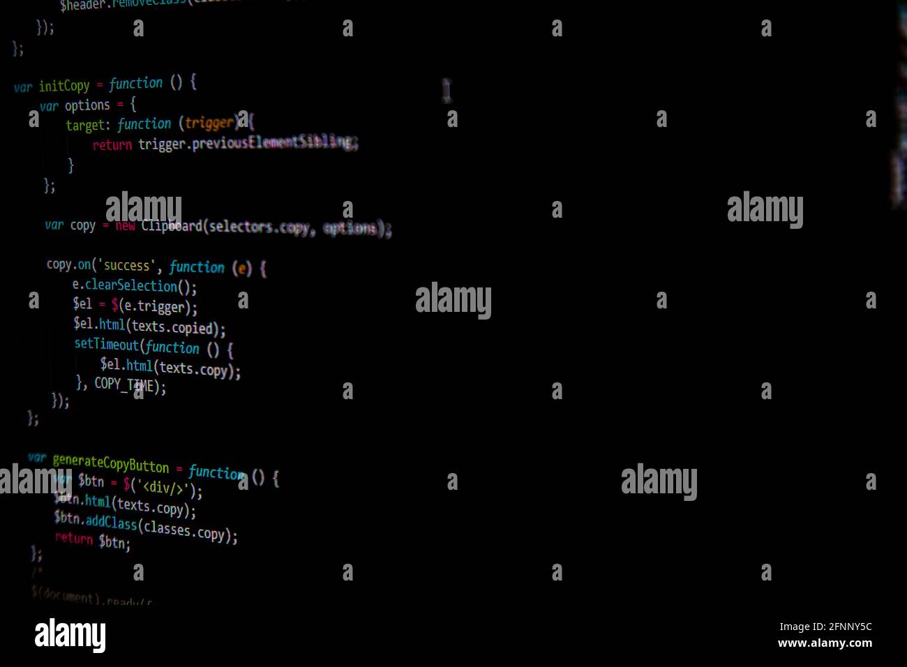 Programmieren des sql php-Quellcodes auf dem Bildschirm Stockfoto