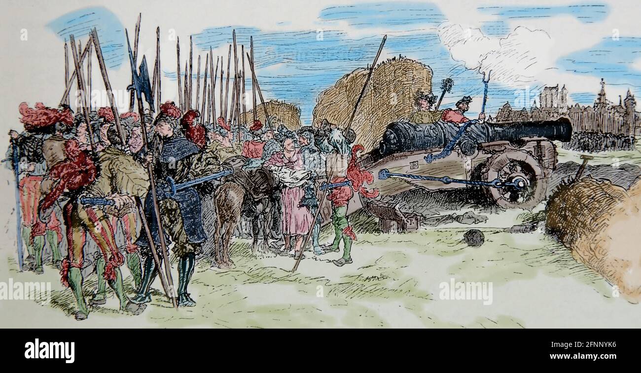 Europa. 17. Jahrhundert. Dreißig Jahre Krieg. Standortszene. Gravur. Germania, 1882. Stockfoto