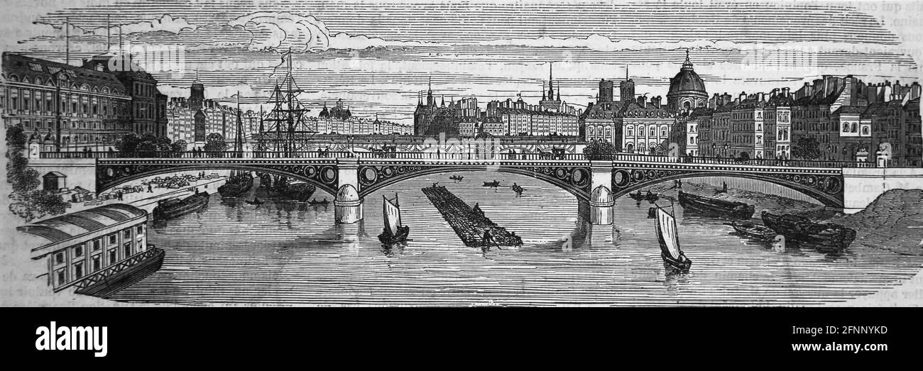 Frankreich. Blick auf Paris und den Fluss Sena. L'Illustration. Journal Universel, 1877. Französisch-preußischer Kriegskontext. Gravur. Stockfoto