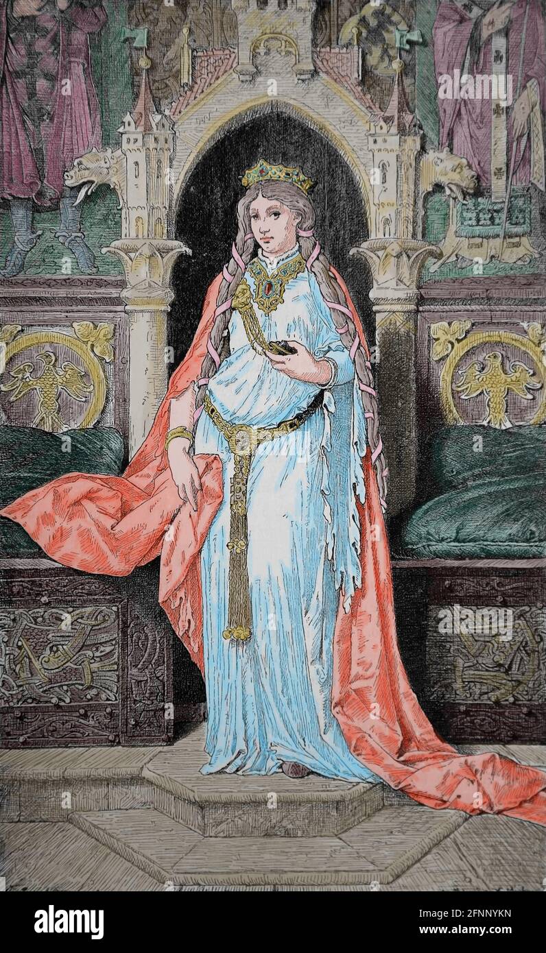 Irische Prinzessin Iseult. Gravur. Germania, 1882. Stockfoto