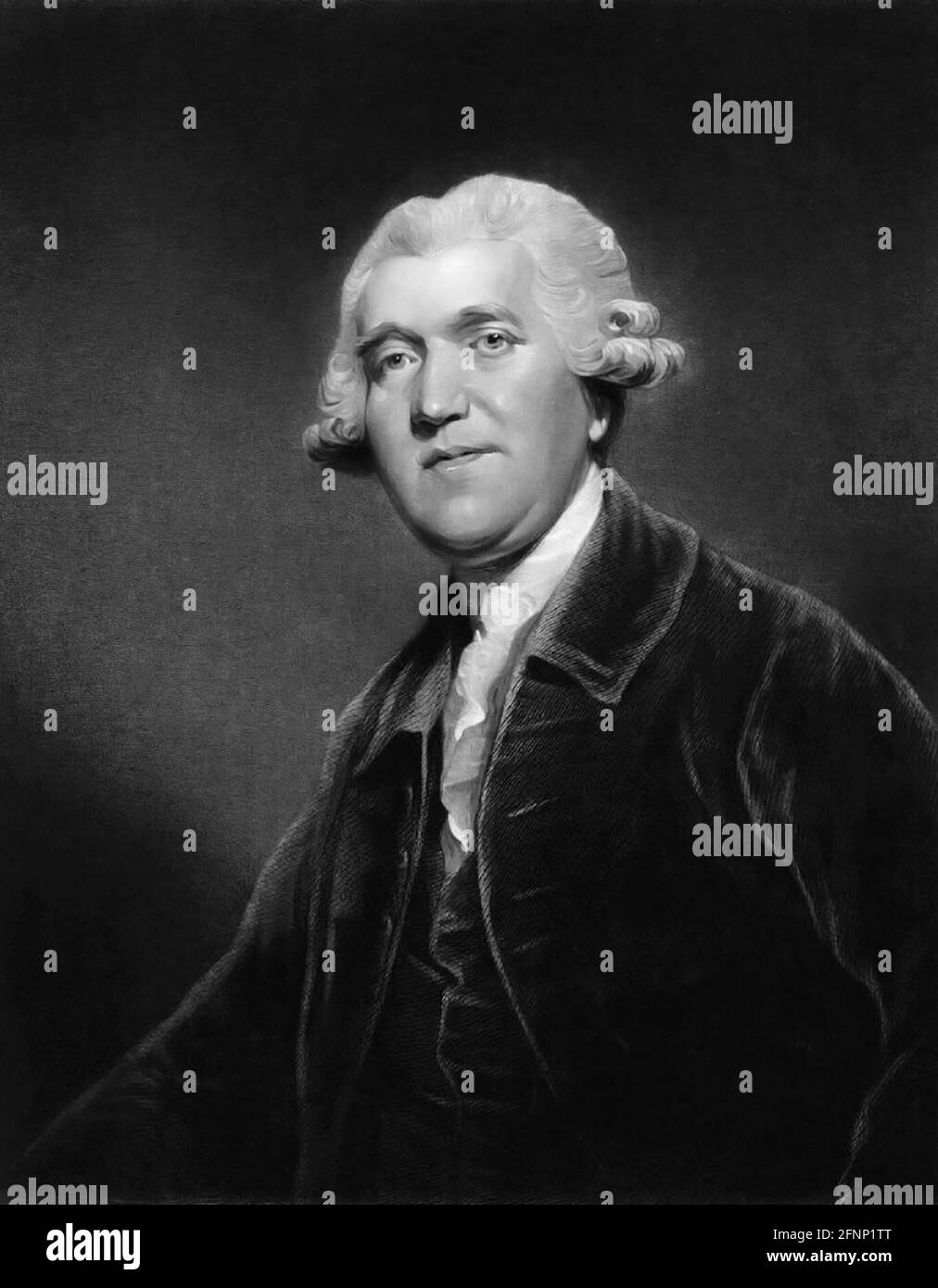 Josiah Wedgwood. Porträt des englischen Töpfers Josiah Wedgwood (1730-1795) von Samuel William Reynolds nach Sir Joshua Reynolds, Mezzotint, 1841 Stockfoto