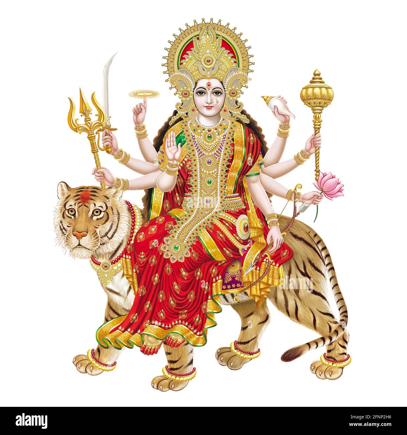 Jai Mata Di, Göttin Durga Stock Fotografie aus einer Druckerei Stockfoto