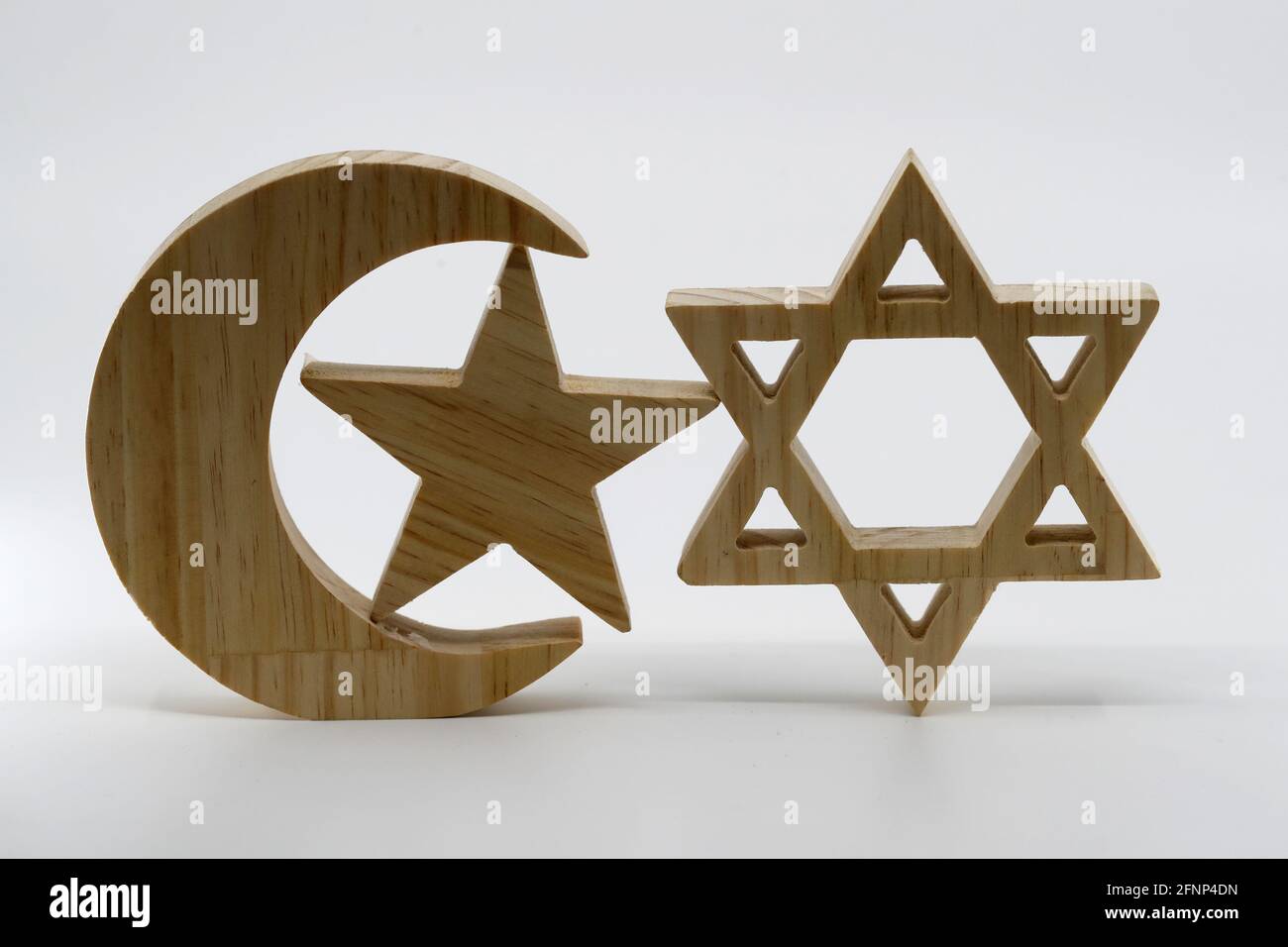 Islam und Judentum. Jüdischer Stern und Halbmond: Interreligiöse oder interreligiöse Symbole. Frankreich. Stockfoto