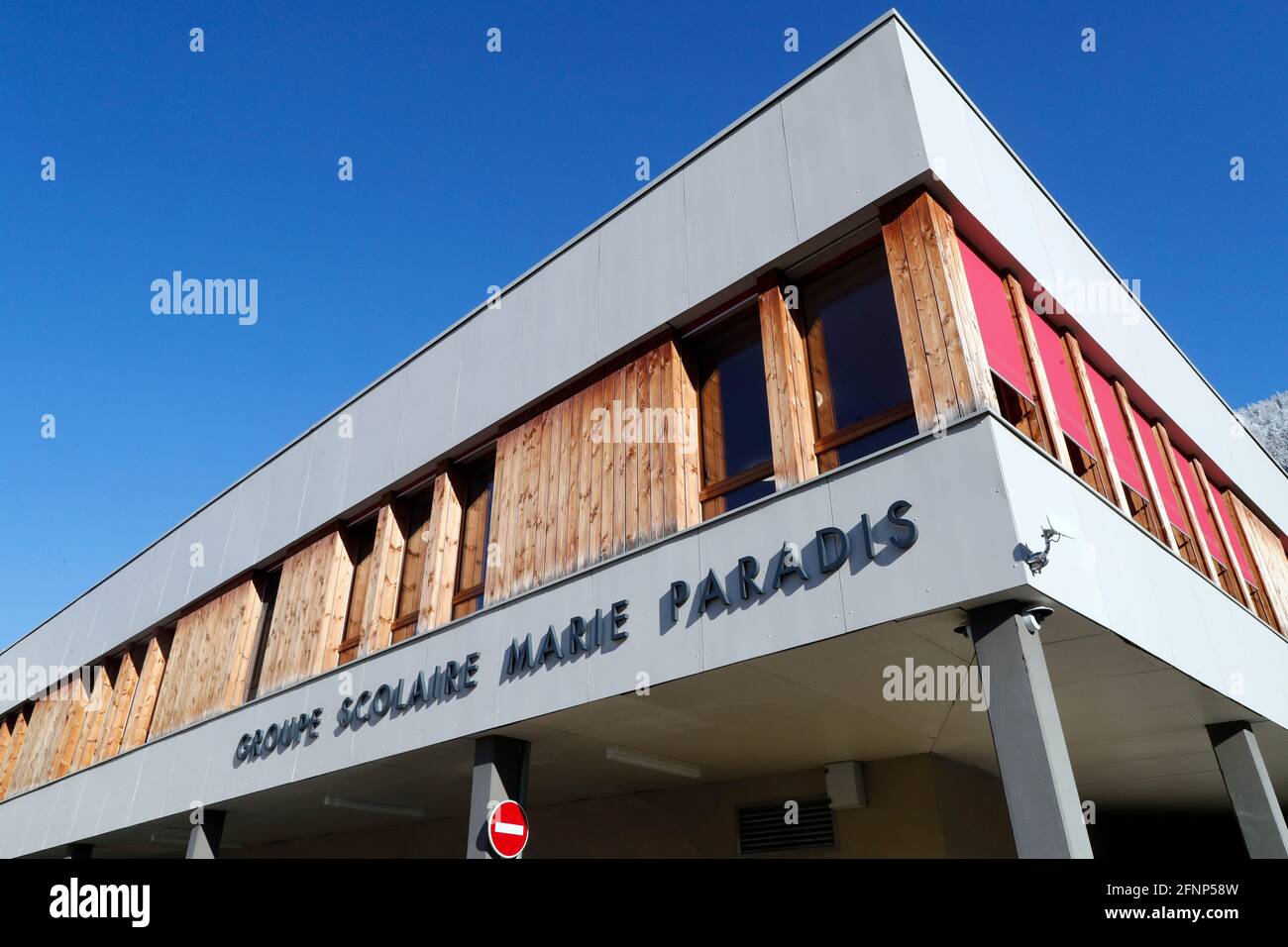 Ecole Marie Paradis. Groupe scolaire Marie Paradis. Saint-Gervais. Frankreich. Stockfoto