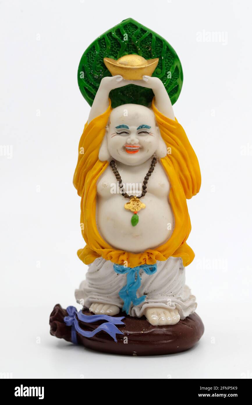 Lächelnder Buddha - chinesischer Gott des Glücks, des Reichtums und des Glückes. Frankreich. Stockfoto