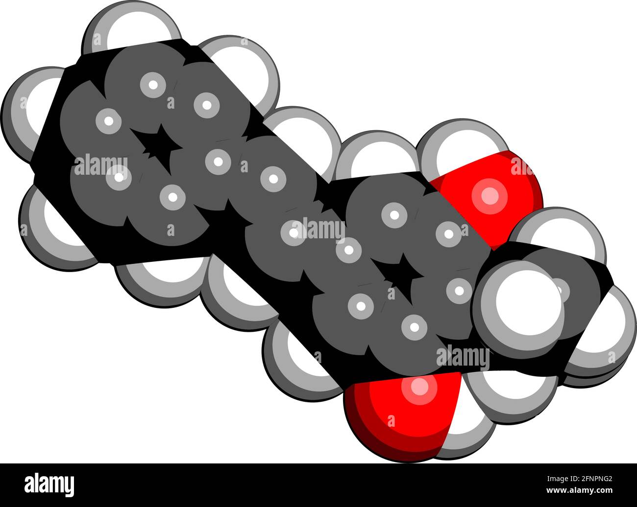 Benvitimod oder Tapinarof Psoriasis Drug Molecule. 3D Rendern. Atome werden als Kugeln mit herkömmlicher Farbkodierung dargestellt: Wasserstoff (weiß), Carb Stock Vektor