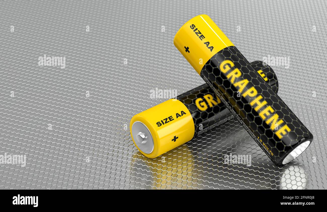 Generische Graphenbatterien. 3D-Rendering Stockfoto
