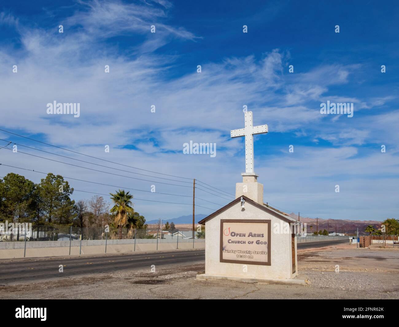 Las Vegas, 23. JAN 2021 - Zeichen der Open Arms Church of God Stockfoto