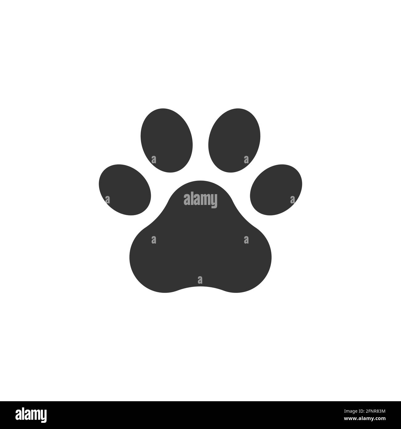 Vektor-Symbol für PET-Paw-Druck. Hund oder Katze Fuß schwarz Pfote Tier isoliert Illustration Stock Vektor