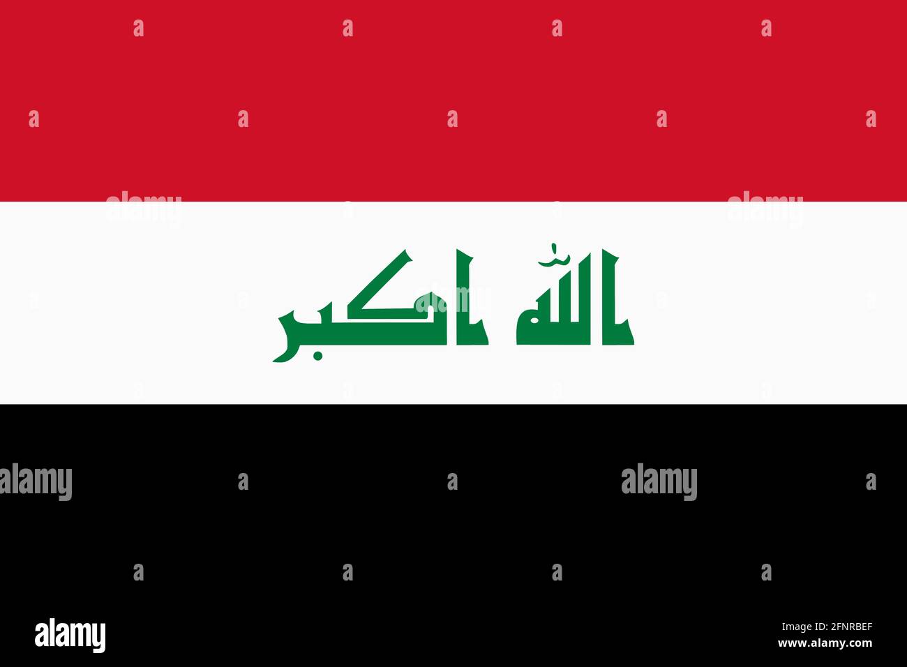 Irak Flagge Hintergrund Illustration rot weiß schwarz grün takbir Stockfoto