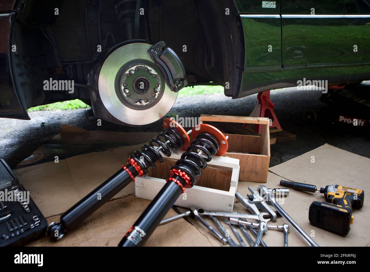 Reparatur der Autoaufhängung - USA Stockfoto