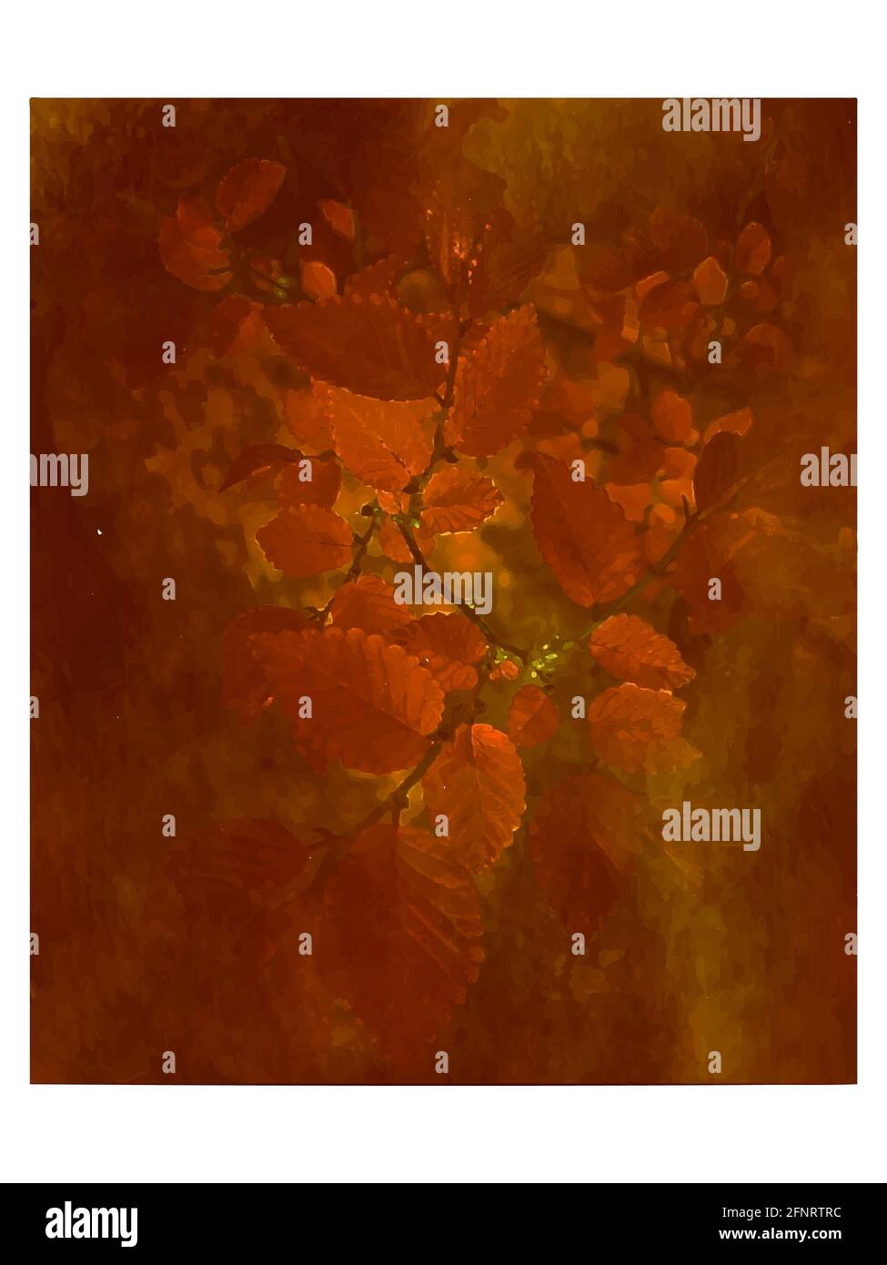 vektor Aquarell Herbst Zweig mit Blättern Stockfoto