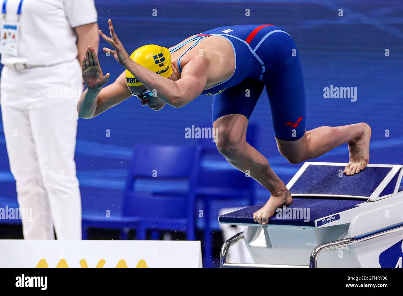 BUDAPEST, UNGARN - MAI 17: Alma Thormalm aus Schweden tritt beim Frauen 50m Freistil Preliminary während der len Schwimmeuropameisterschaften SW an Stockfoto