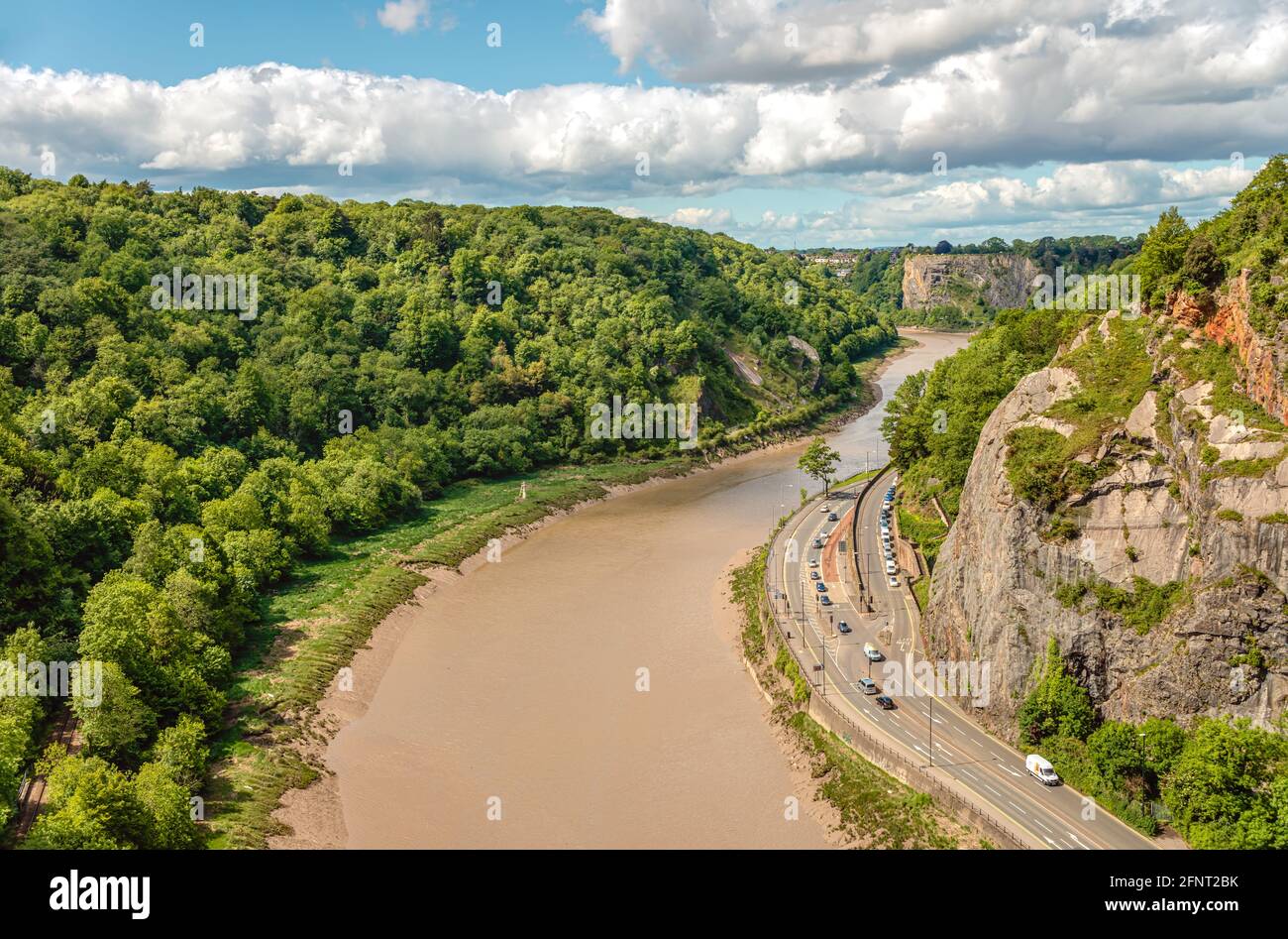 Blick von der Clifton Suspension Bridge in der Avon River Valley, Bristol, Somerset, England Stockfoto