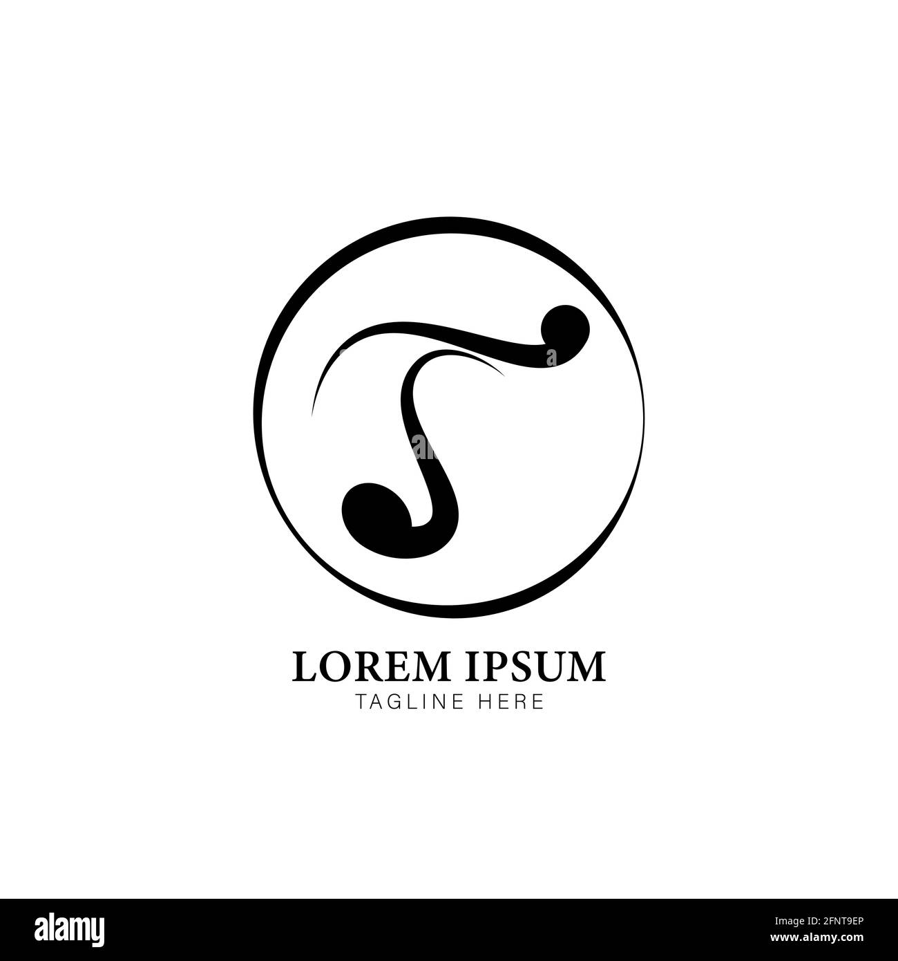 Buchstabe T Alphabet Musik Logo Design isoliert auf weißem Hintergrund. Initial, Musical Note, Samurai, Ninja-Schrift mit Ellipsenrahmen-Logo-Konzept Stock Vektor