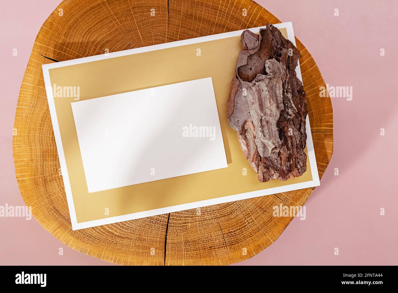 Visitenkarte-Modell auf Holzsäge geschnitten. Stockfoto