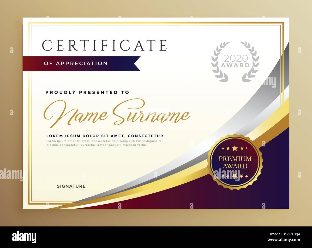 Stilvolle Certificate Template Design in Golden theme Stock With Regard To Design A Certificate Template