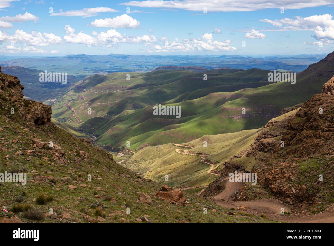 Blick vom Gipfel des Sani Passes über KwaZulu-Natal Stockfoto