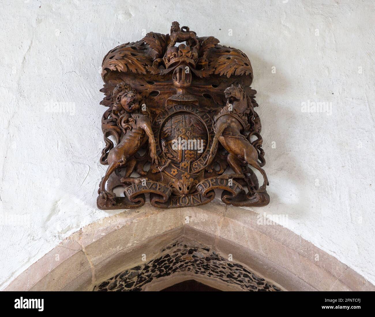Royal Arms King William III, Wyverstone, Suffolk, England, Großbritannien Stockfoto