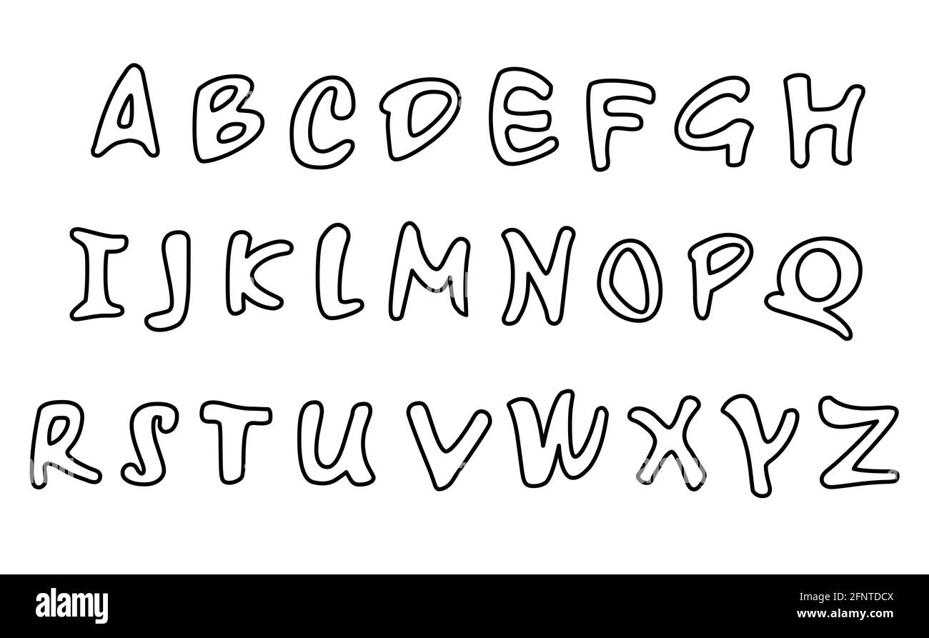 Alphabet Buchstaben Vektor schwarze Linie und weißer Hintergrund Stock Vektor