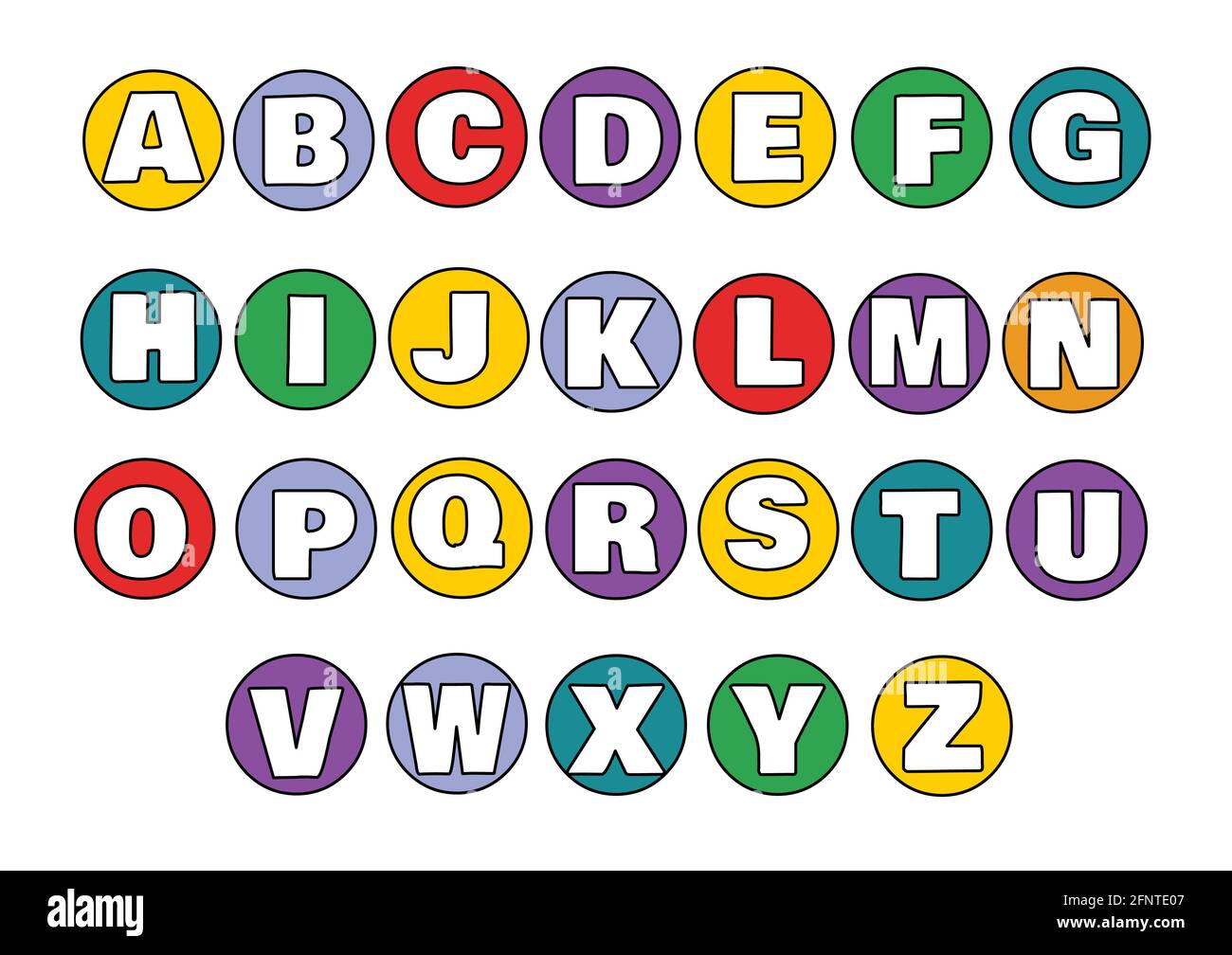 Bunte Alphabet Satz Illustration Vektor isoliert Stock Vektor