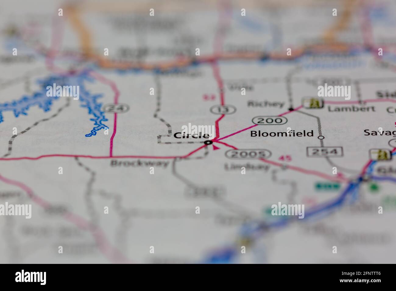 Circle Montana USA auf einer geografischen Karte oder Straße angezeigt Karte Stockfoto