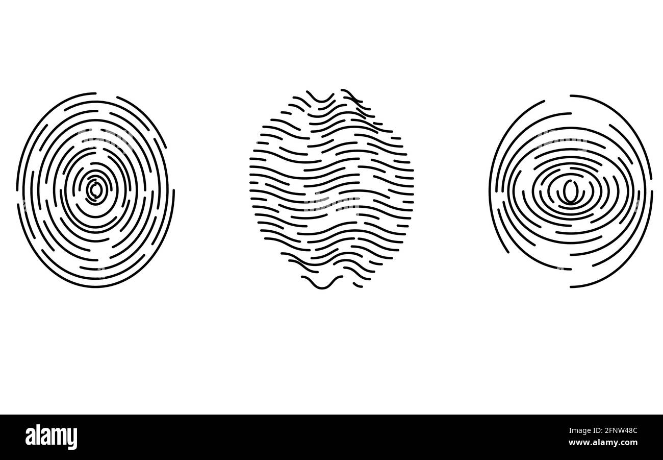 Fingerabdruck-Symbole gesetzt, isolierte Identifizierung Stock Vektor