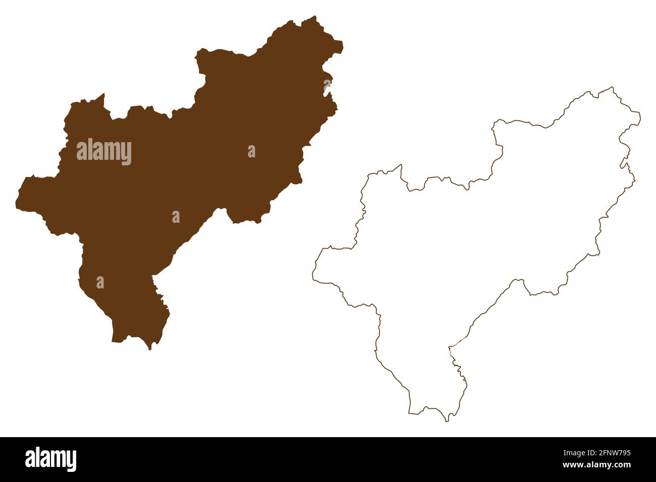 Landkreis Siegen-Wittgenstein (Bundesrepublik Deutschland, Land Nordrhein-Westfalen, NRW, Arnsberg) Kartenvektordarstellung, Scribble sk Stock Vektor