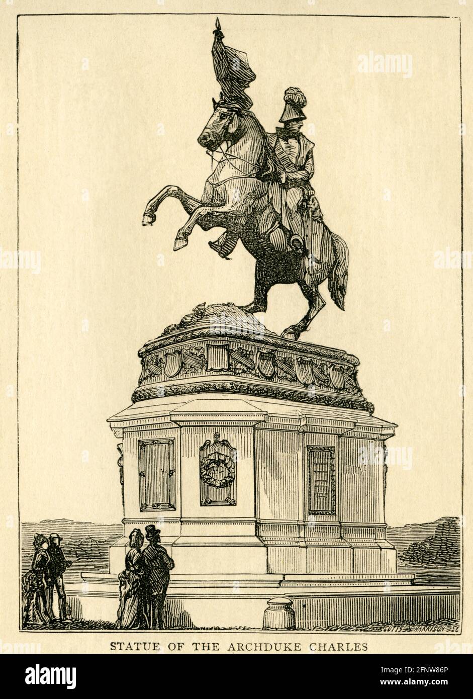 Europa, Österreich, Wien, Heldenplatz, Reiterdenkmal des österreichischen Erzherzogs und Feldmarschalls Karl von Österreich-Teschen , Illustration aus dem Wochenmagazin : ' The Graphic ' , 23. Aug. 1873, Kunstureberrechte werden nicht vertreten . / Europa, Österreich, Wien, Heldenplatz, Illustration der Statue des Erzherzogs Karl, Bild aus der wöchentlich erscheinenden Illustrierten 'The Graphic', 23. August 1873, gibt es keine Rechte. Stockfoto