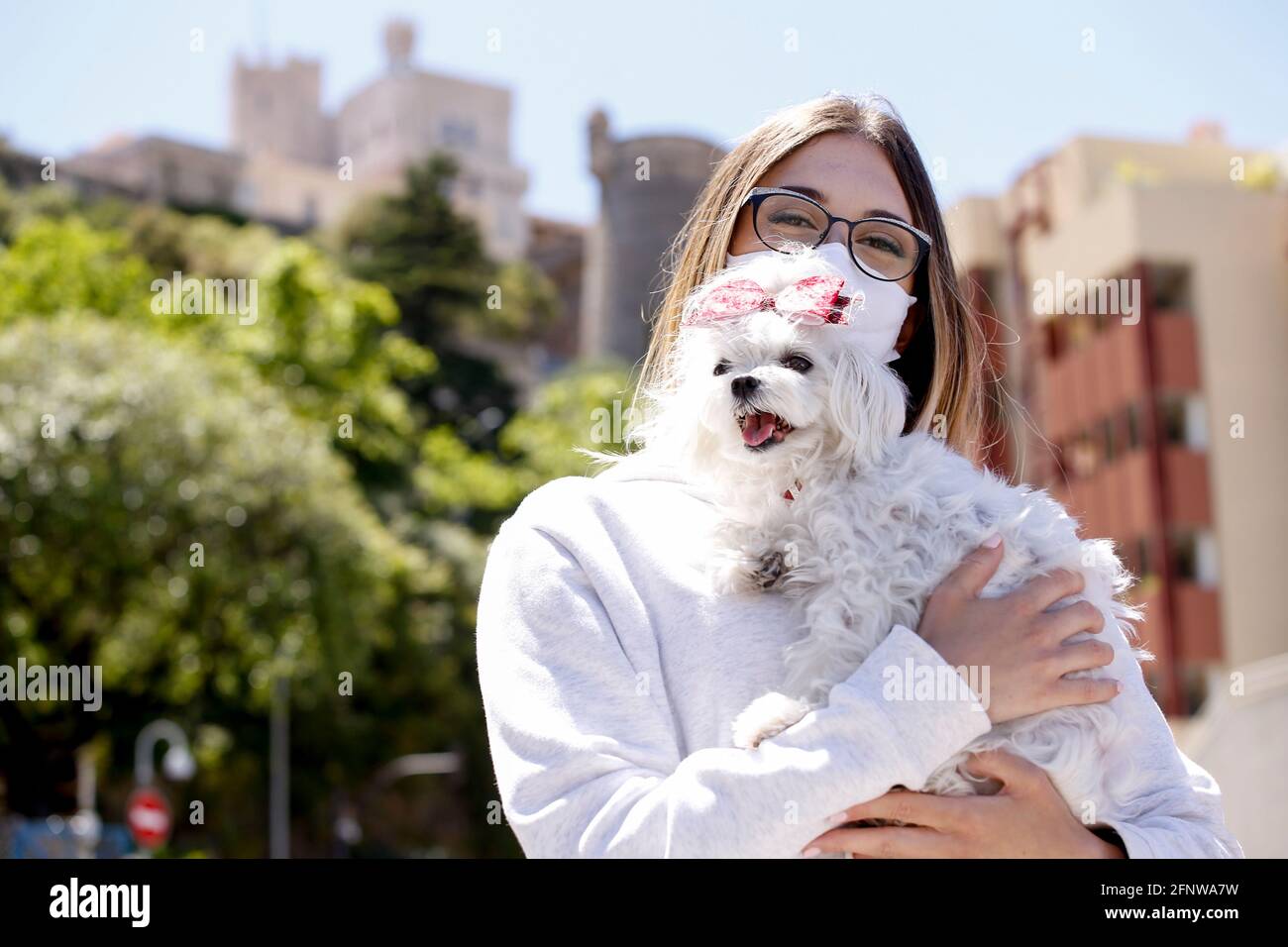 Hund mit Haarbogen, F1 Grand Prix von Monaco auf dem Circuit de Monaco am 19. Mai 2021 in Monte-Carlo, Monaco. (Foto von HOCH ZWEI) Stockfoto