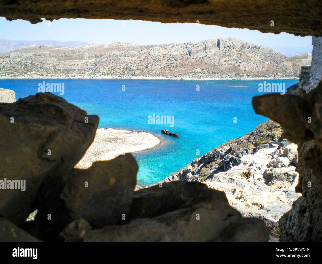 Verrostete Schiffswrack, Kreta, Griechenland Stockfoto