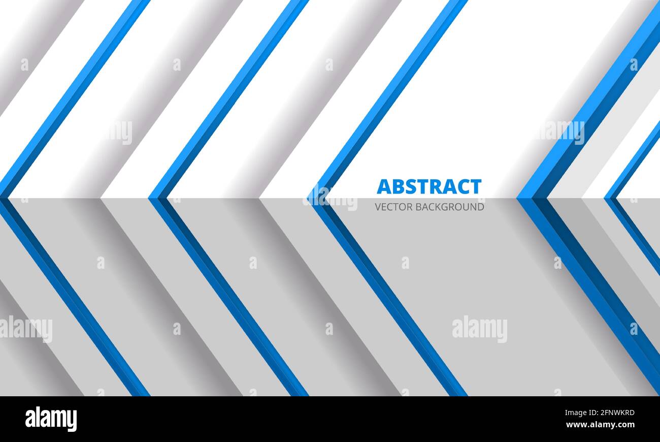 Abstrakte blaue Pfeile Richtung auf weißen futuristischen modernen Design 3d-Hintergrund mit Winkel. Vektor-3d-Illustration EPS 10. Stock Vektor