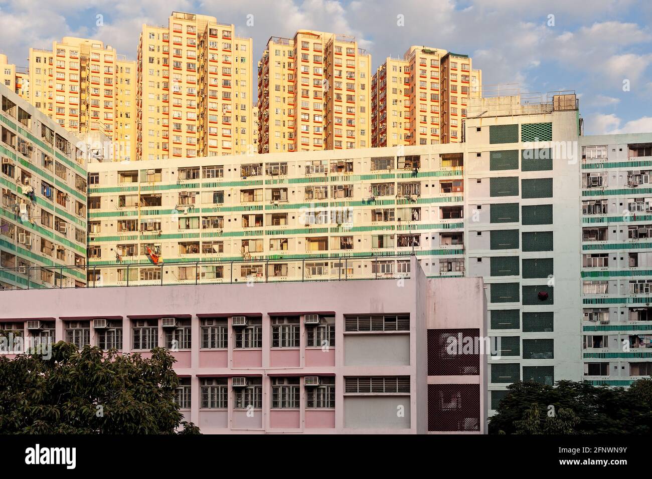 Überfüllte Wohnprojekt-Wohnungen in Hongkong, China Stockfoto