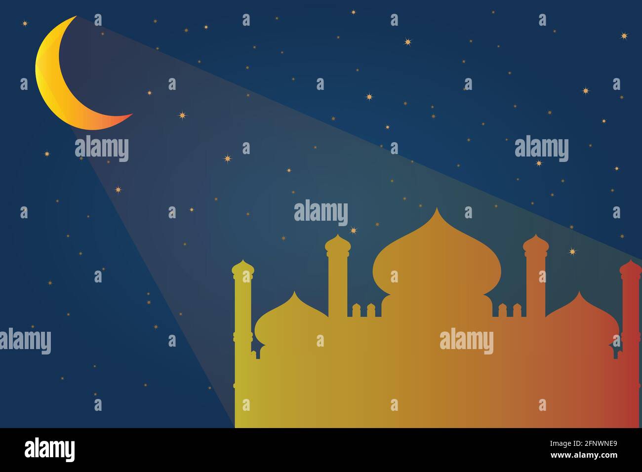 Moschee Silhouette im Mondlicht, Ramadan Mubarak Stock Vektor