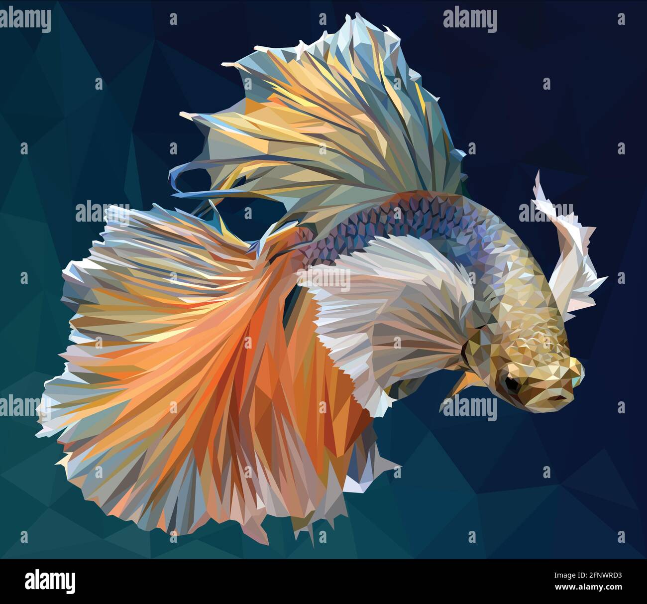 Low Polygon Vektor Illustration Zeichnung von Betta oder Simese kämpfen Fisch. Stock Vektor