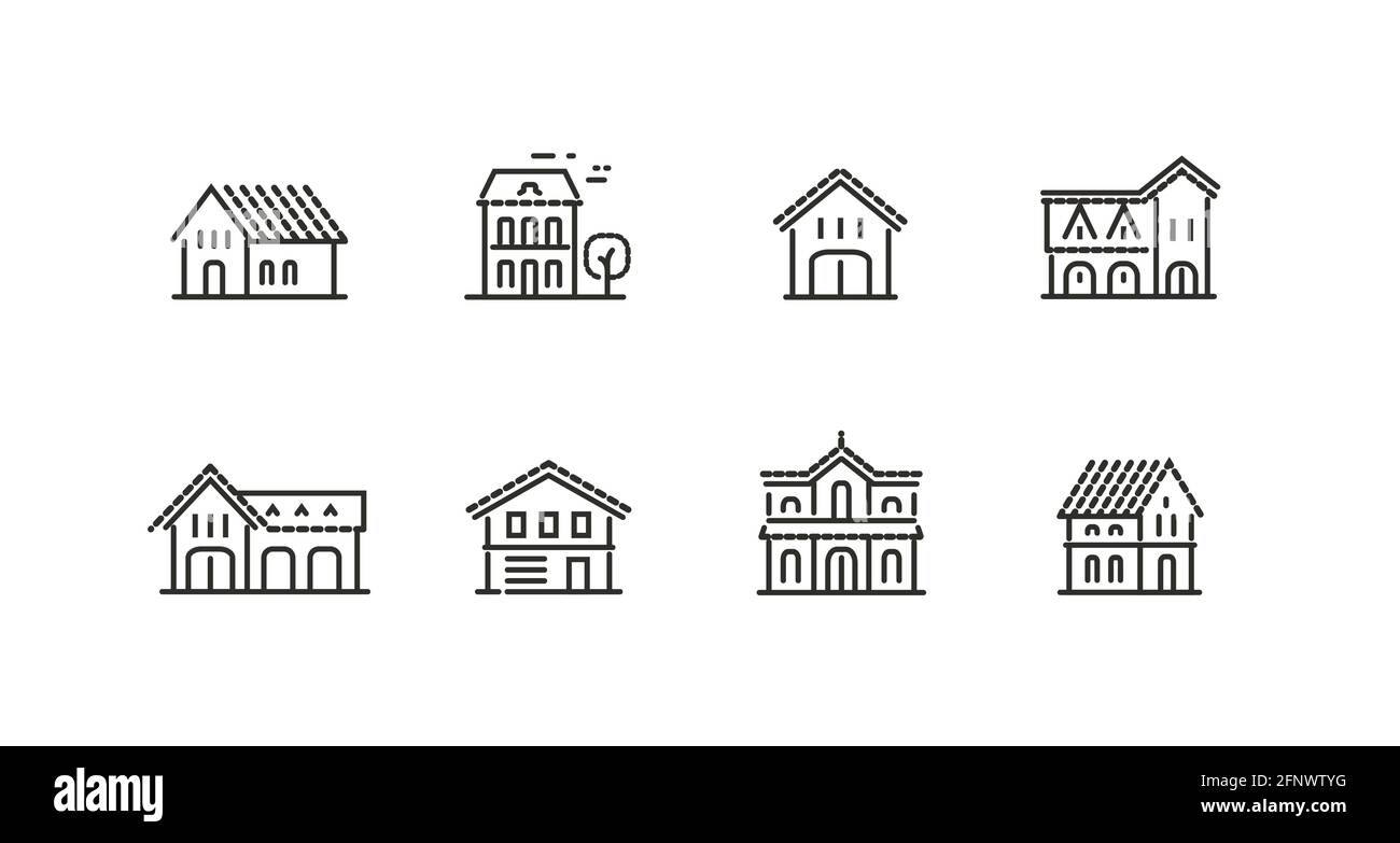 Haus-Symbol-Set. Immobilien, Gebäude Symbol Vektor Stock Vektor