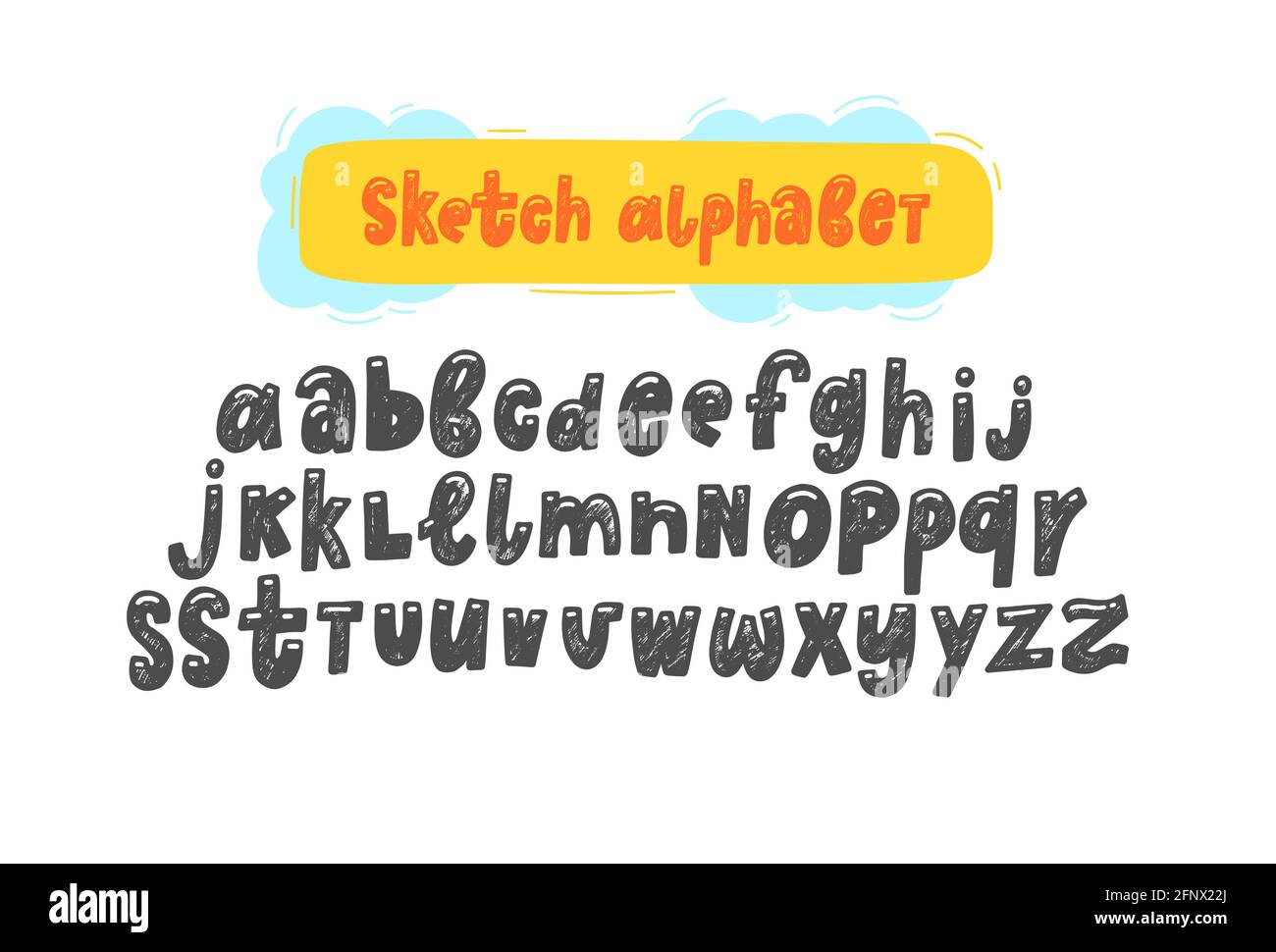 Hand zeichnen Vektor Skizze lustig englisch Alphabete. Niedliche handgeschriebene Vektor englisches Alphabet, lustige handgezeichnete Schrift, Großbuchstaben Stock Vektor