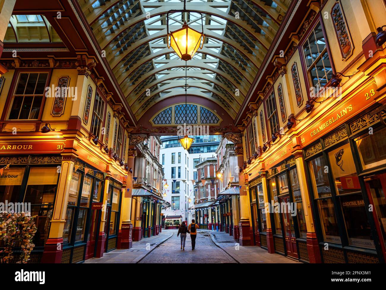 London, Großbritannien: Leadenhall Market ist eine Markthalle im historischen Zentrum der City of London. Stockfoto