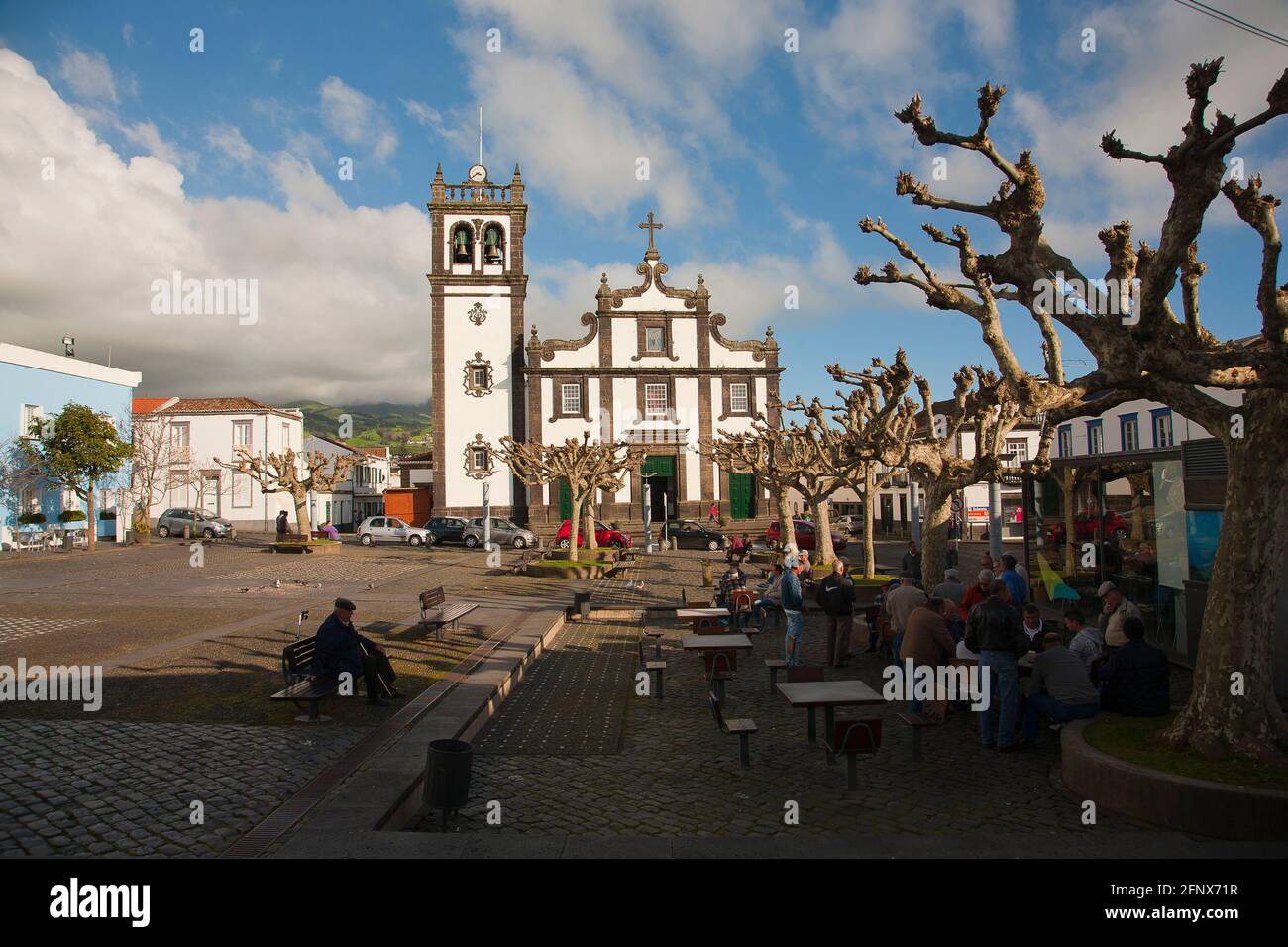 Die Kirche von Nossa Senhora do Rosário, in der portugiesischen Stadt Lagoa, Sao Miguel, Azoren. Stockfoto