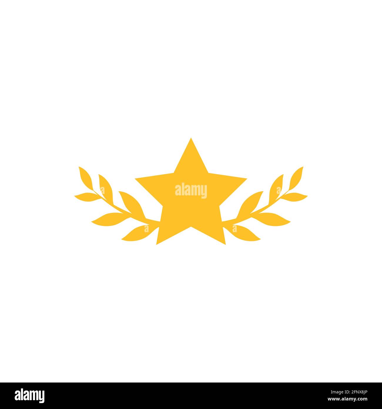 Gültiges Siegelsymbol. Goldener Stern mit Siegerlauch. Isoliert auf Weiß. Goldmedaille, Stickersymbol. Beste Qualität. Überprüfte Marke. Vektorgrafik flach. Stock Vektor